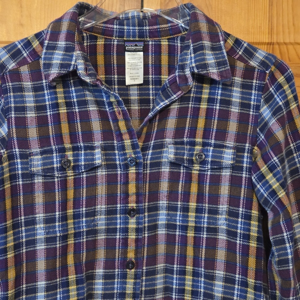 Patagonia Organic Cotton Fjord Plaid Flannel Shirt  Women's‎ Size 2